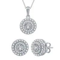 (H-I / I1) 1 CT. T.W. Lab Grown White Diamond 10K White Gold Round 2-pc. Jewelry Set