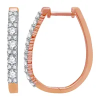 (H-I / I1) 1 CT. T.W. Lab Grown White Diamond 10K Rose Gold 24.7mm Hoop Earrings