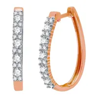 (H-I / I1) 1 CT. T.W. Lab Grown White Diamond 10K Rose Gold 24.7mm Hoop Earrings