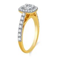 (H-I / I1) Womens 2 CT. T.W. Lab Grown White Diamond 10K Gold Round Cushion Side Stone Halo Bridal Set