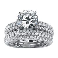 DiamonArt® Womens / CT. T.W. White Cubic Zirconia 10K Gold Round Bridal Set