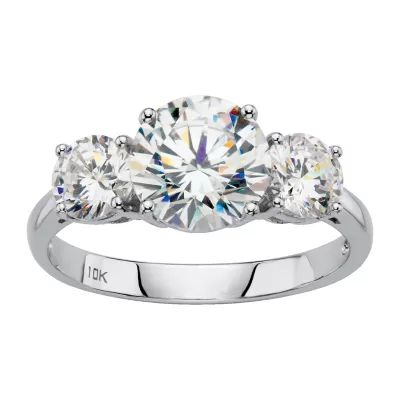DiamonArt® Womens 3 CT. T.W. White Cubic Zirconia 10K Gold Round Engagement Ring