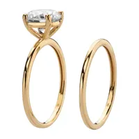 DiamonaArt Womens 2 CT. T.W. White Cubic Zirconia 10K Gold Round Bridal Set