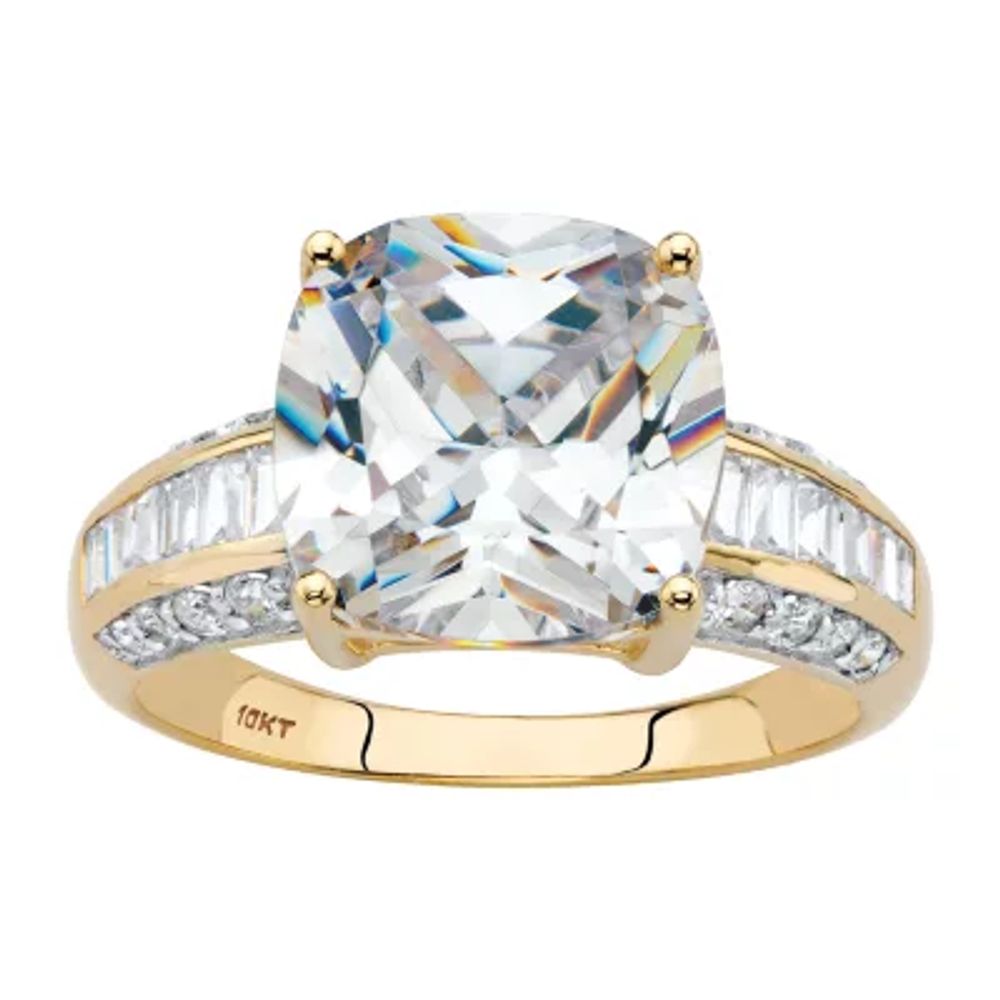 DiamonArt® Womens CT. T.W. White Cubic Zirconia 10K Gold Square Engagement Ring