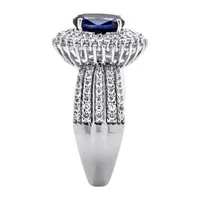 DiamonArt® Womens 2 1/5 CT. T.W. Lab Created Blue Sapphire Platinum Over Silver Oval Engagement Ring