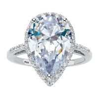 DiamonArt® Womens 6 CT. T.W. White Cubic Zirconia Platinum Over Silver Pear Engagement Ring