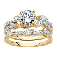 DiamonArt® Womens 2 1/2 CT. T.W. White Cubic Zirconia 18K Gold Over Silver Round Bridal Set