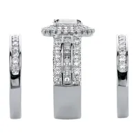 DiamonArt® Womens 3 1/2 CT. T.W White Cubic Zirconia Platinum Over Silver Oval Bridal Set