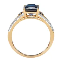 DiamonArt® Womens 2 1/2 CT. T.W. Lab Created Blue Sapphire 18K Gold Over Silver Rectangular Engagement Ring