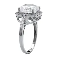 DiamonArt® Womens CT. T.W. Lab Created White Sapphire Platinum Over Silver Square Engagement Ring