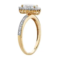 DiamonArt® Womens 1 5/8 CT. T.W. Lab Created White Sapphire 18K Gold Over Silver Diamond Engagement Ring