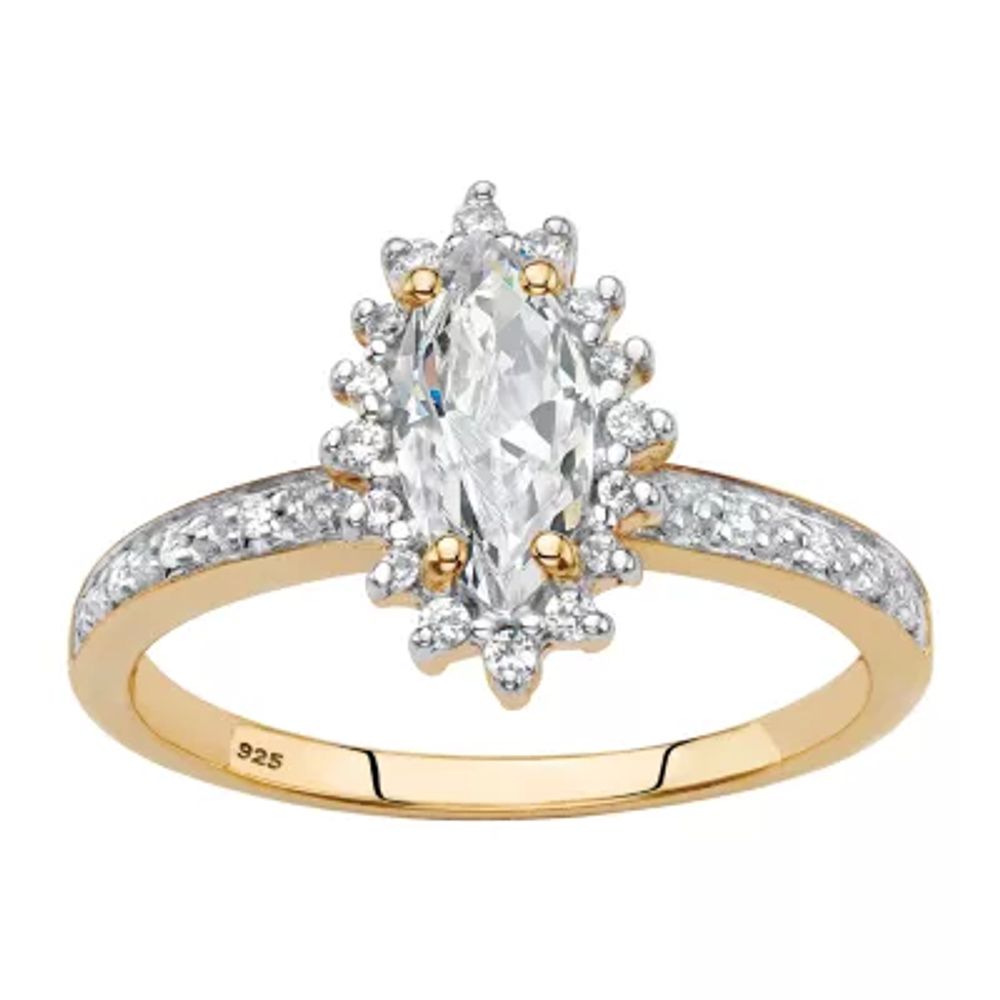 DiamonArt® Womens 1 5/8 CT. T.W. Lab Created White Sapphire 18K Gold Over Silver Diamond Engagement Ring