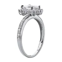 DiamonArt® Womens 1 1/2 CT. T.W. Lab Created White Sapphire Platinum Over Silver Square Engagement Ring