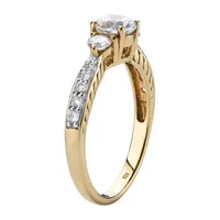 DiamonaArt Womens 1 1/2 CT. T.W. Lab Created White Sapphire 18K Gold Over Silver Round Engagement Ring