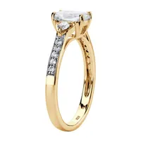 DiamonArt® Womens 1 3/4 CT. T.W. Lab Created White Sapphire 18K Gold Over Silver Rectangular Engagement Ring