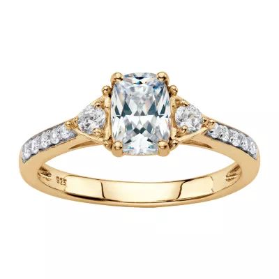 DiamonArt® Womens 1 3/4 CT. T.W. Lab Created White Sapphire 18K Gold Over Silver Rectangular Engagement Ring