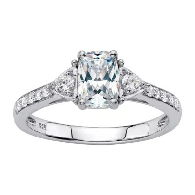 DiamonArt® Womens 1 3/4 CT. T.W. Lab Created White Sapphire Platinum Over Silver Rectangular Engagement Ring