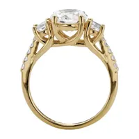 DiamonArt® Womens 2 1/2 CT. T.W. White Cubic Zirconia 18K Gold Over Silver Round Engagement Ring