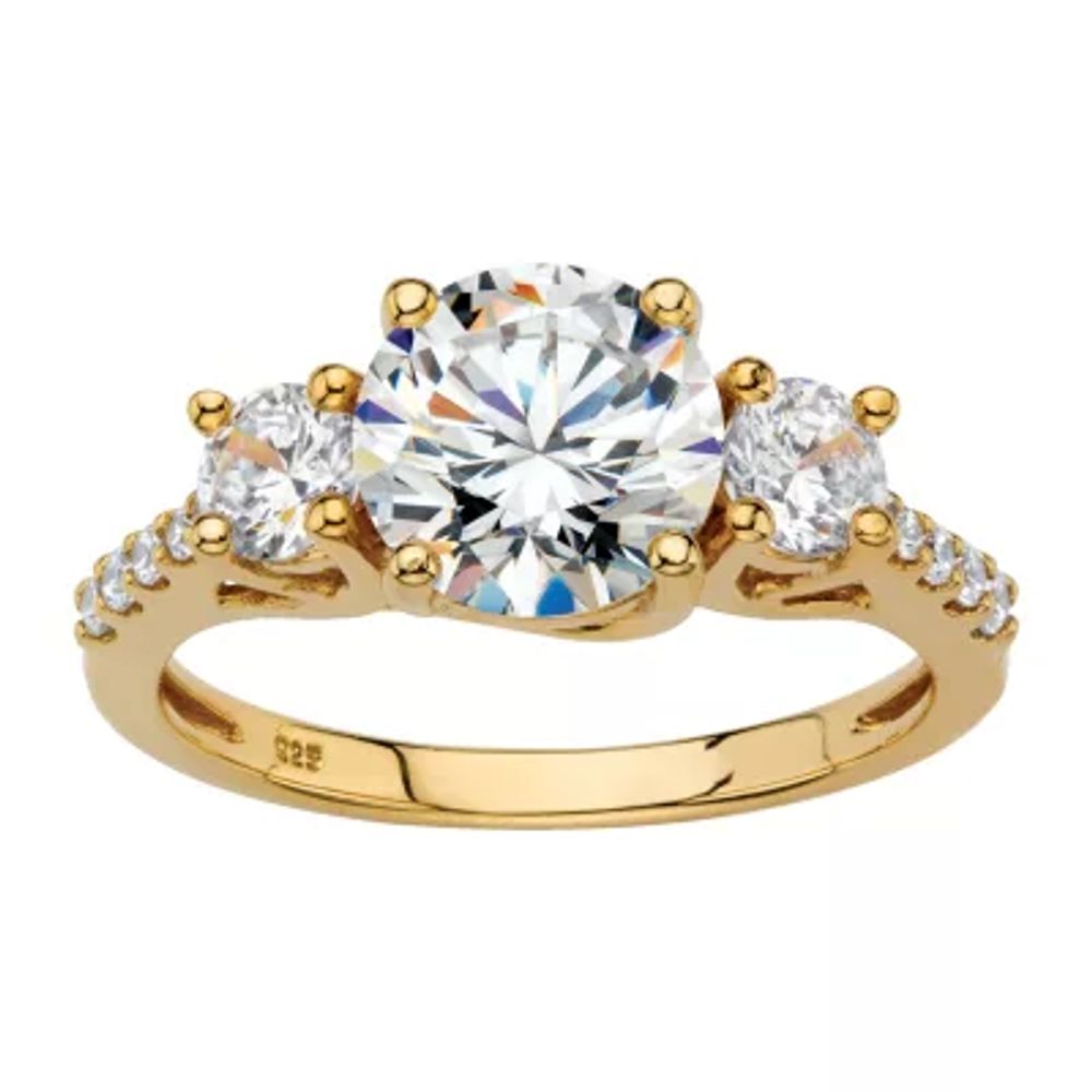 DiamonArt® Womens 2 1/2 CT. T.W. White Cubic Zirconia 18K Gold Over Silver Round Engagement Ring