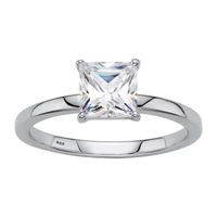 DiamonArt® Womens 1 1/6 CT. T.W. Lab Created White Sapphire Platinum Over Silver Square Engagement Ring
