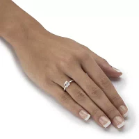 DiamonArt® Womens 1 1/6 CT. T.W. Lab Created White Sapphire Platinum Over Silver Square Engagement Ring
