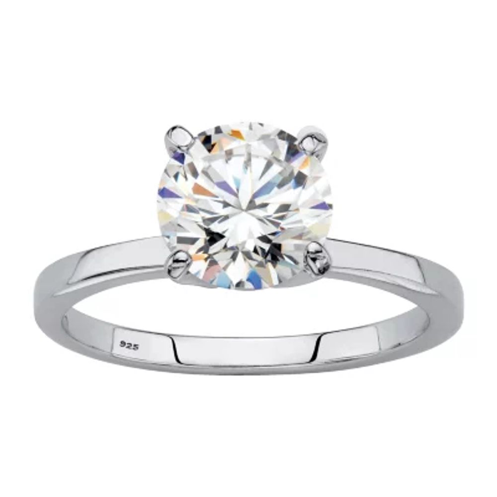 DiamonArt® Womens 1 7/8 CT. T.W. Lab Created White Sapphire Platinum Over Silver Round Engagement Ring