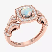 Womens 1/ CT. T.W. Genuine White Opal 10K Gold Cocktail Ring