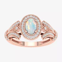 Womens 1/4 CT. T.W. Genuine White Opal 10K Gold Cocktail Ring