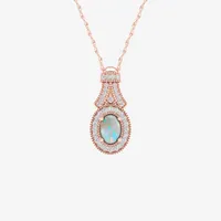 Womens 1/5 CT. Genuine White Opal 10K Gold Pendant Necklace