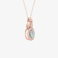 Womens 1/5 CT. Genuine White Opal 10K Gold Pendant Necklace