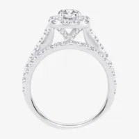 2 CT.T.W. Natural Diamond Cushion Halo Bridal Set 10K or 14K Gold