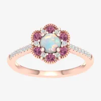 Womens 1/ CT. T.W. Genuine White Opal 10K Rose Gold Cocktail Ring