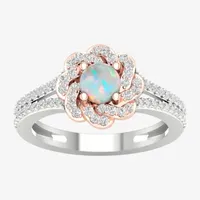 Womens 1/ CT. T.W. Genuine White Opal 10K Rose Gold Cocktail Ring