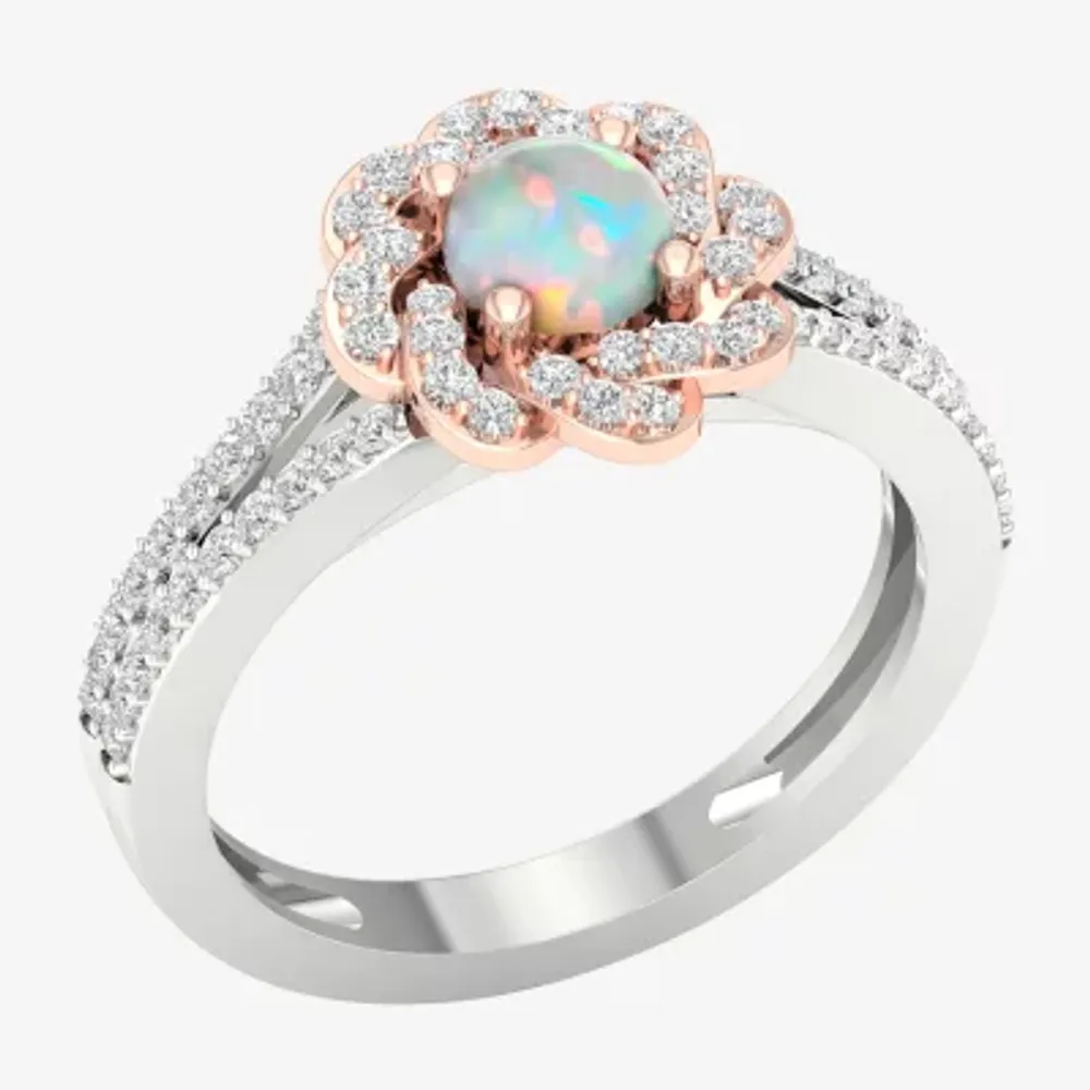 Womens 1/ CT. T.W. Genuine White Opal 10K Rose Gold Cocktail Ring