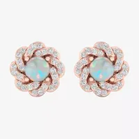 1/6 CT. T.W. Genuine White Opal 10K Gold 8.9mm Stud Earrings