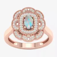 Womens 1/ CT. T.W. Genuine White Opal 10K Rose Gold Cocktail Ring