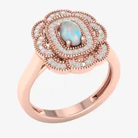 Womens 1/ CT. T.W. Genuine White Opal 10K Rose Gold Cocktail Ring