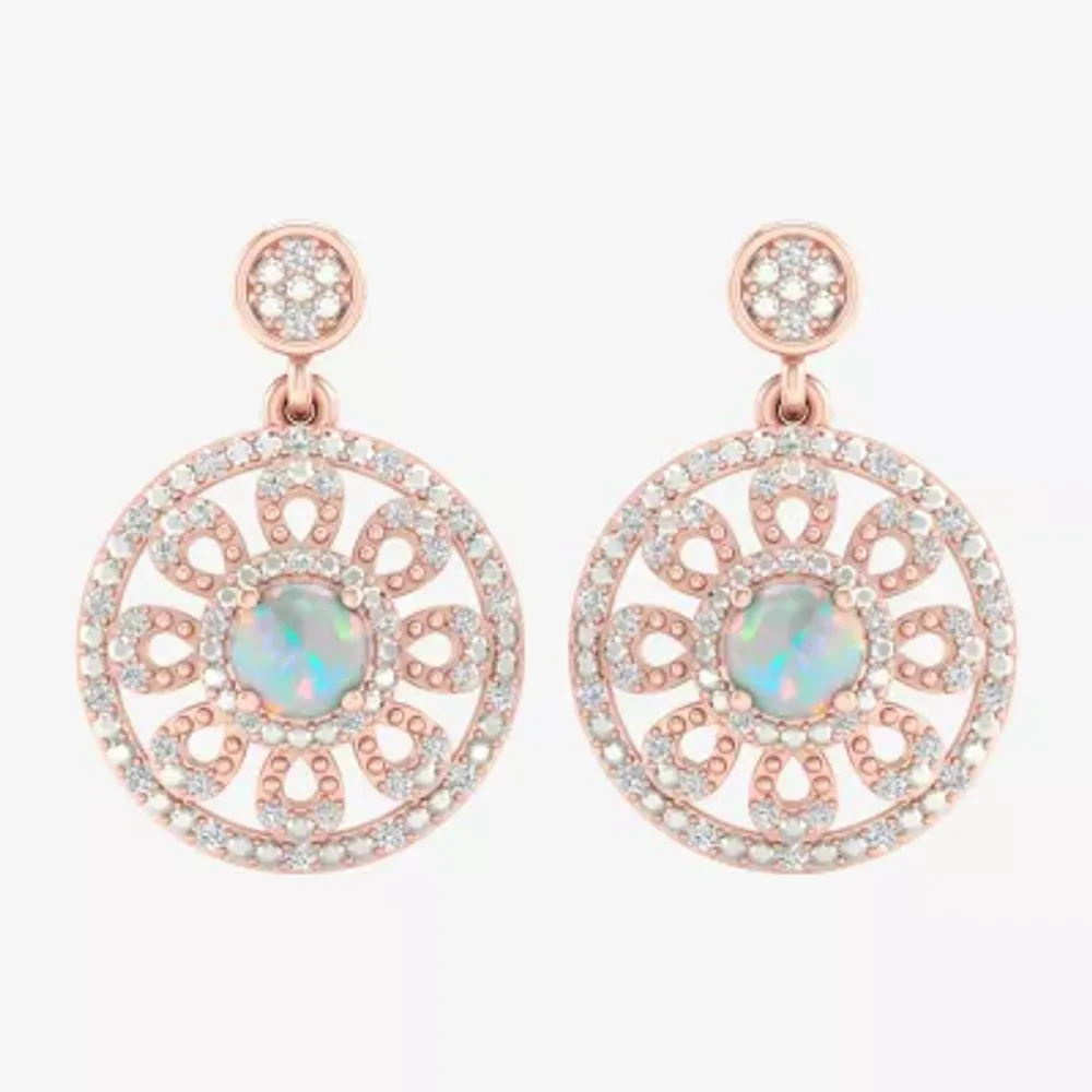 1/5 CT. T.W. Genuine White Opal 10K Gold Drop Earrings