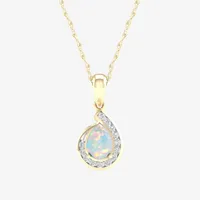 Womens 1/ CT. T.W. Genuine White Opal 10K Gold Pendant Necklace