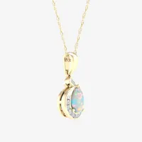 Womens 1/ CT. T.W. Genuine White Opal 10K Gold Pendant Necklace