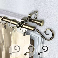 Rod Desyne Double 13/16" Adjustable Curtain with Curl Finials