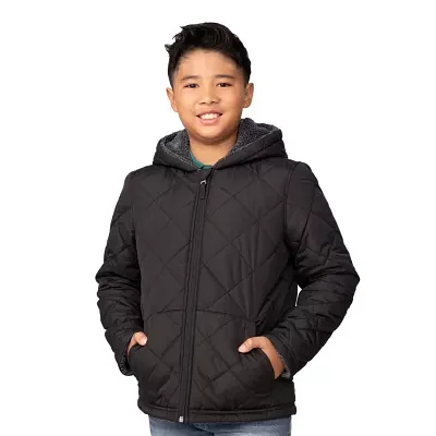 Free Country Little & Big Boys Hooded Water Resistant Reversible Midweight Quilted Jacket