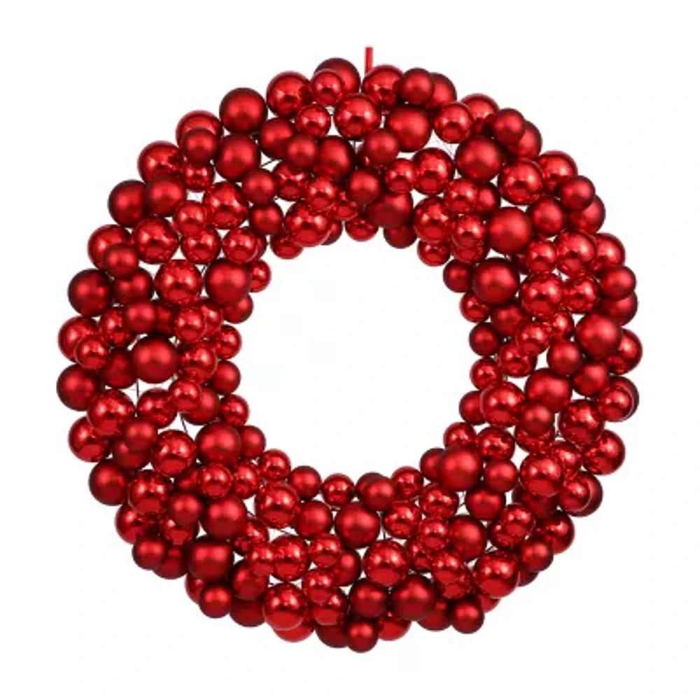 Vickerman 22" Red Shiny And Matte Ball Indoor Christmas Wreath