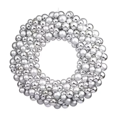 Vickerman 22" Silver Shiny And Matte Ball Indoor Christmas Wreath