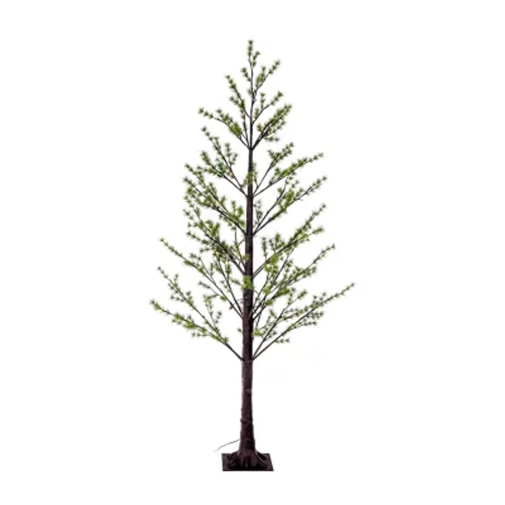 Vickerman 7' Green Mini Pine Twig Warm White 3mm Wide Angle Led Lights. 7 Foot Pre-Lit Pine Christmas Tree