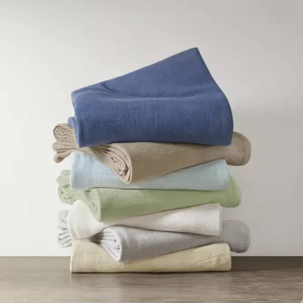 Madison Park Freshspun Basketweave 100% Cotton Blanket