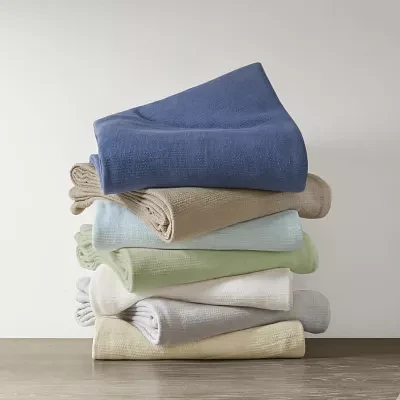 Madison Park Freshspun Basketweave 100% Cotton Blanket