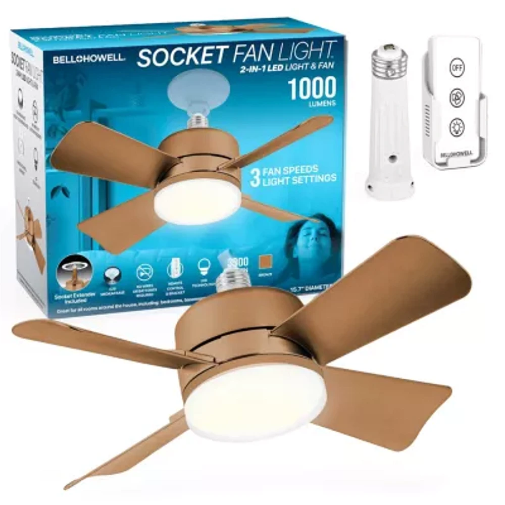 Bell + Howell Socket With Warm Lighting And Remote Control 1000 Lumens Ceiling Fan