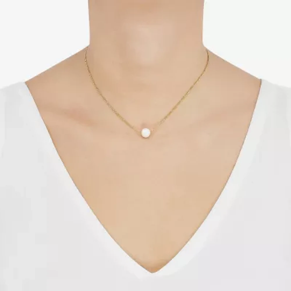 Womens White Cultured Freshwater Pearl 14K Gold Over Silver Heart Pendant Necklace