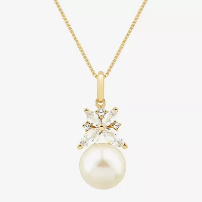 Womens Dyed White 14K Gold Over Silver Pendant Necklace